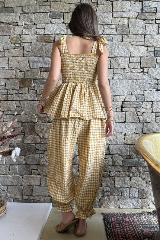 Nonni Gingham Bandeau Cami Mustard